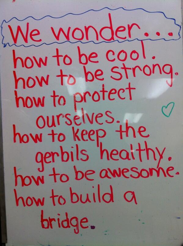 WonderLeadJon's tweet photo. RT @singalullaby: We listed our "wonderings"; very eclectic! @Wonderopolis #kinderchat http://t.co/Q2MdSzcSUC