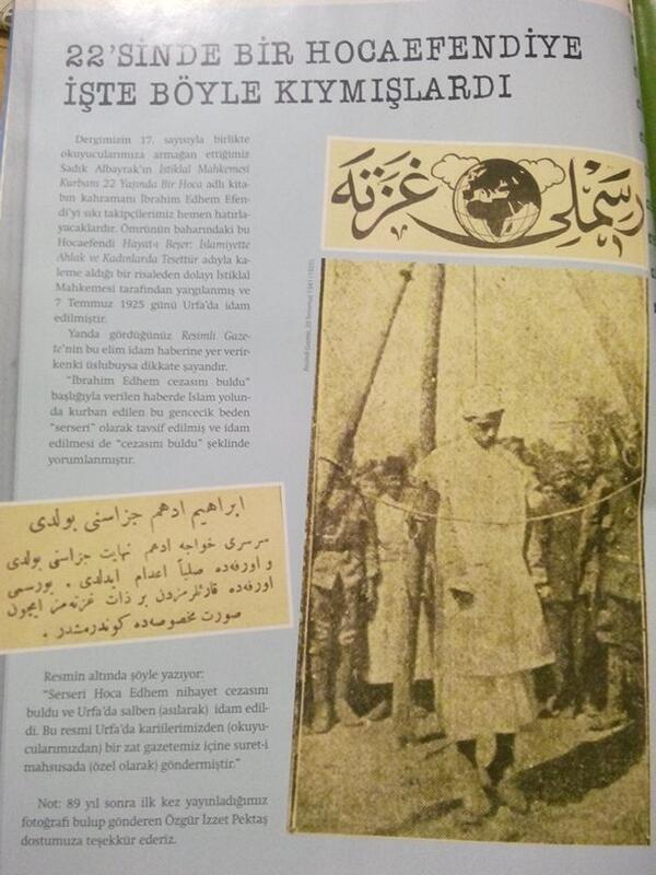 mustafarmagan's tweet photo. Bir de 22 yaşında Urfa'da idam edilen İbrahim Edhem adlı fidan var. İşte ilk kez DT'de yayınladığımız idam fotoğrafı. http://t.co/rBbeHdIK6p