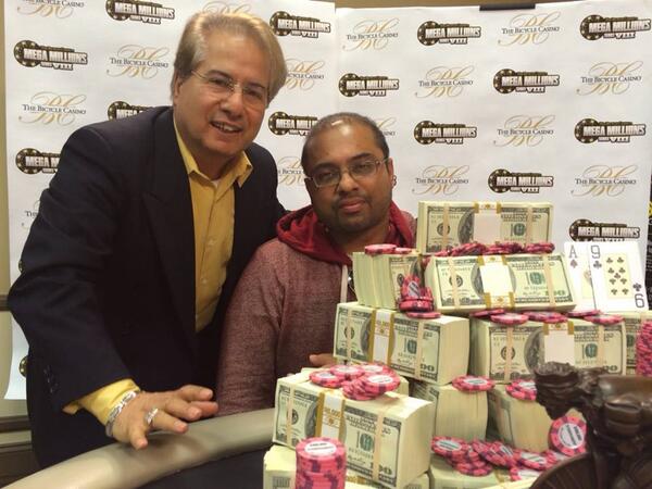 MoQuantumTd's tweet photo. CONGRATS #MegaMillionsVIII @BicycleCasino WINNER DAVE BANERJEE defeating 5,315-Players WINNING:$250K+#PrizePool~$1.6M http://t.co/380Z01b4RY