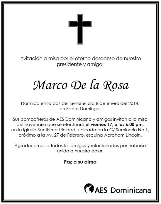 “Invitación Misa novenario @Marco_Delarosa” .