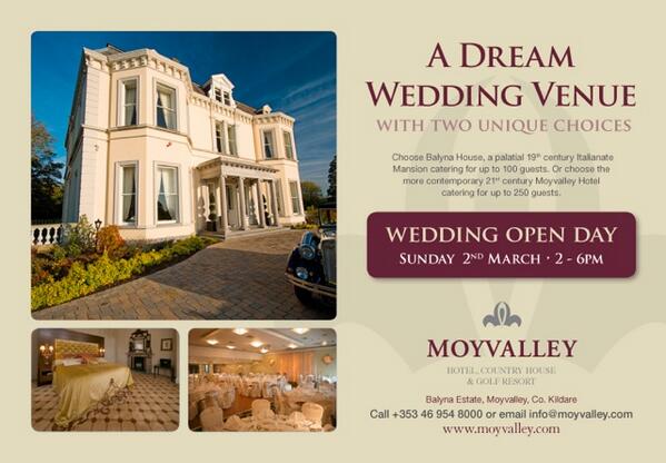 Wedding Open Day Sunday 2nd March 2-6 pm