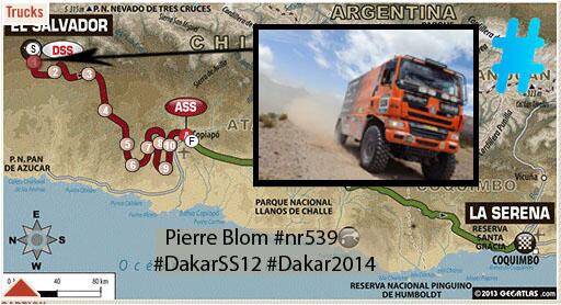 Pierre Blom #nr539 reaches wp1 #DakarSS12
#Dakar2014