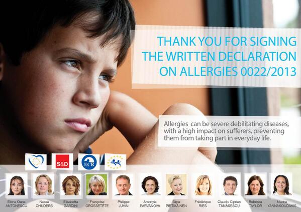 EAACI_Campaign's tweet photo. Dear @MargreteAuken, thanks supporting the cause of #allergies with #WrittenDeclaration22! http://t.co/uqkxceNz40 http://t.co/DdpzarXvsy