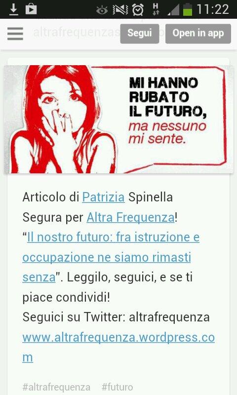 altrafrequenza.com/ilnostrofuturo
Leggi l'articolo su #altrafrequenza #nofuture #emigrare #newgeneration #serviziopubblico
