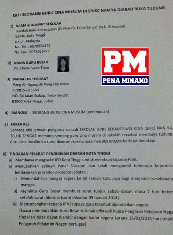 GGIMalaysia's tweet photo. Rasis @C1kGu: Guru dipaksa buka tudung, tp @PKamalanathan hanya berdiam shj. Klu isu Qurban, laju pula. @buletintv3 http://t.co/6S75BQtAXH”
