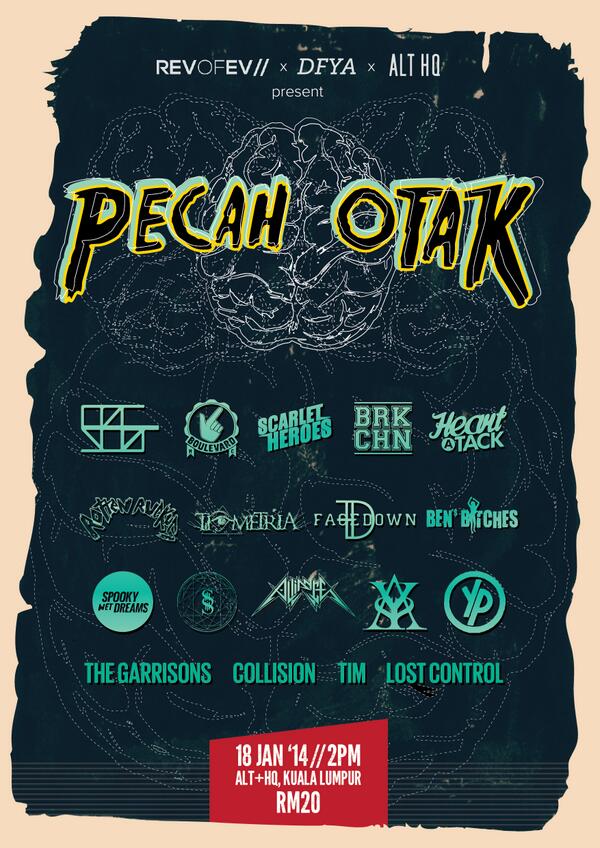 SWSMalaysia's tweet photo. Hardcore/punk/metal fans, come on down to #PecahOtak presented by @REVOFEV13 tomorrow at Alt HQ! http://t.co/zN0fZvwW0W