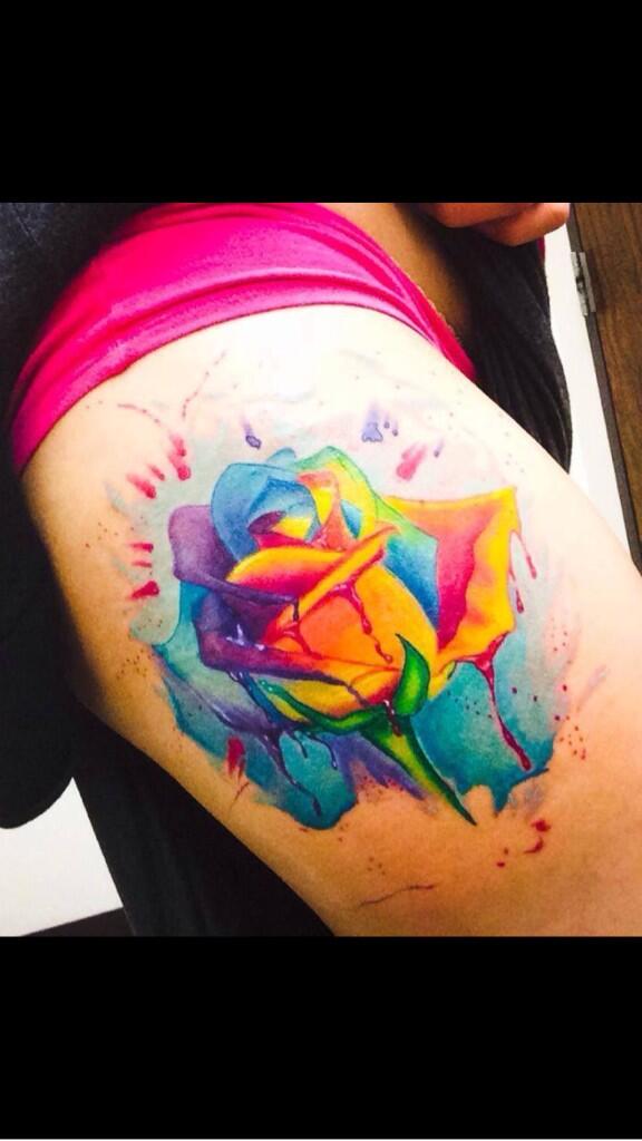 no1TattooPics's tweet photo. Water colour rose by #ChristopherD'Arnelle http://t.co/bCGV1mTSuM