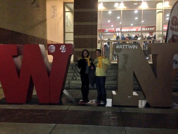 BCAlumni's tweet photo. .@fancred: @michaelpan & @SLehotsky are finishing off the "I" in Win. #ATTWIN http://t.co/EnnsbcHPDJ