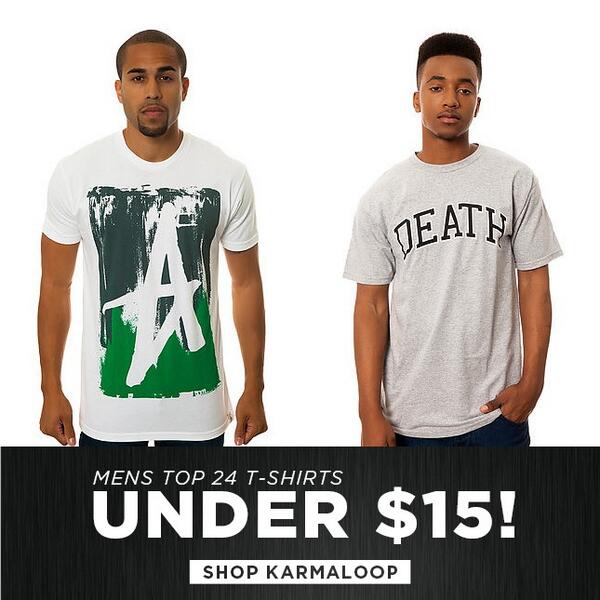 Karmaloop's tweet image. Don't splurge on a new tee fellas. We got 24 of our favorite tees for under $15! Grab one - kloop.ly/1gXnnS6