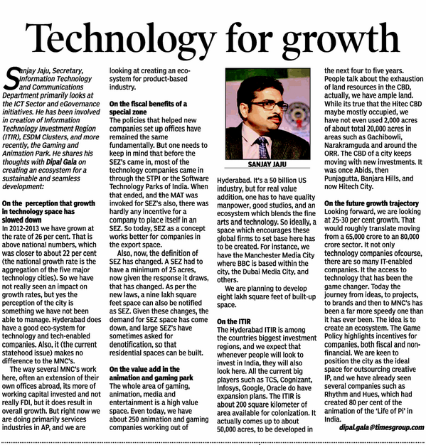 MeeSevaGoAP's tweet photo. Sanjay Jaju, Secretary ITE&amp;C Article in Times of india....!!! http://t.co/oZYBZqOq5H