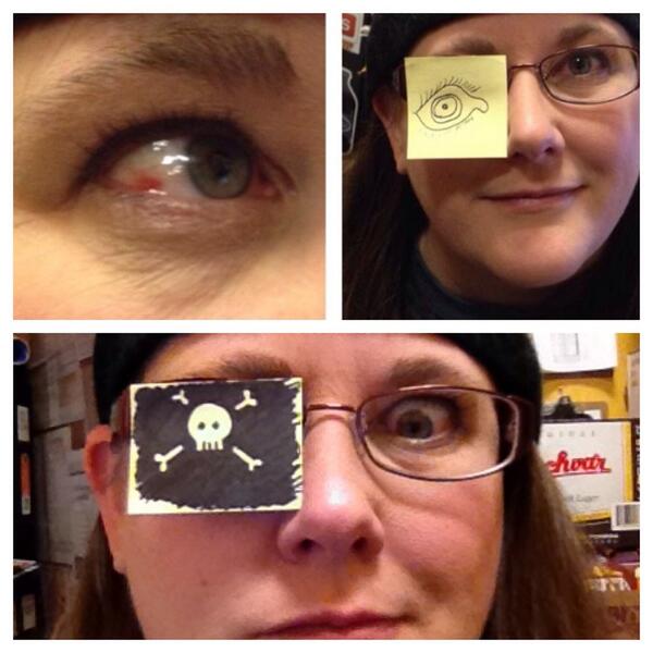 99Pours's tweet image. When you go to work w/a bloody eye... Custom #eyepatch #liampatch #piratepatch ...good to work w/silly coworkers!