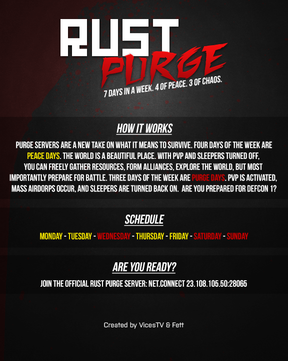 VicesTV's tweet photo. PvE greifers have been removed from the server. The Purge continues! http://t.co/jd7OzaIFzU