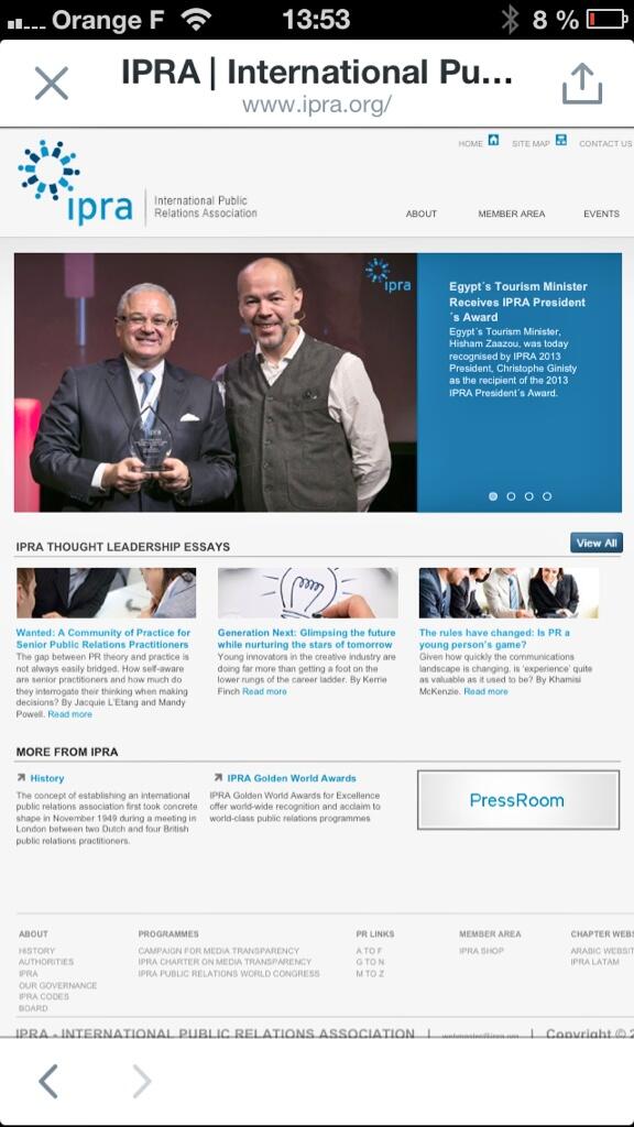 BourgeBoheme's tweet image. @cginisty ah oui le partenaire de #reputationwars IPRA et là C vous avec le Min  Egyptien reputationwar.com/infos/