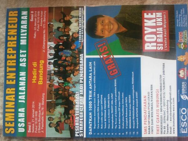 Menambah pengetahuan by learning bisa didapat dari ikutan seminar gratis, apalagi yg kami sponsori #recomended hehehe