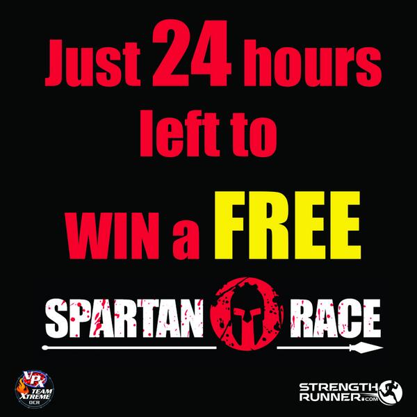 StrengthRunner's tweet photo. Just 24 hours left to win a FREE @SpartanRace !! #spartanrace #mudrun #ocr #run #runner #crossfit #win #traindirty http://t.co/zJxkQC2LOp