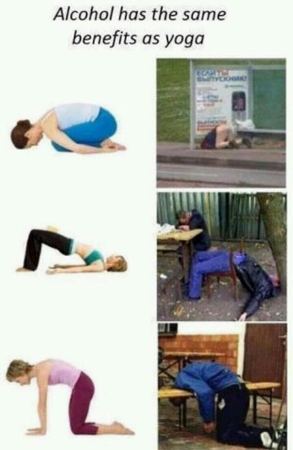SonParecidos's tweet photo. Alcohol y Yoga http://t.co/jri3heMhqd