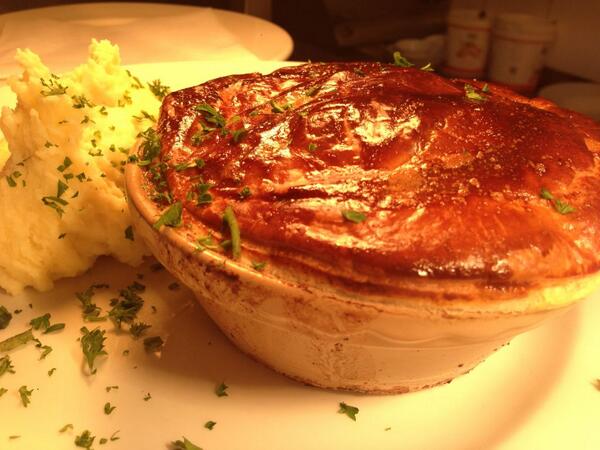 WOW! RT <a href="/GuysRestaurant/">Guy Cowan</a>: 100% Scotch beef steak pie, served with sausage or black pudding.