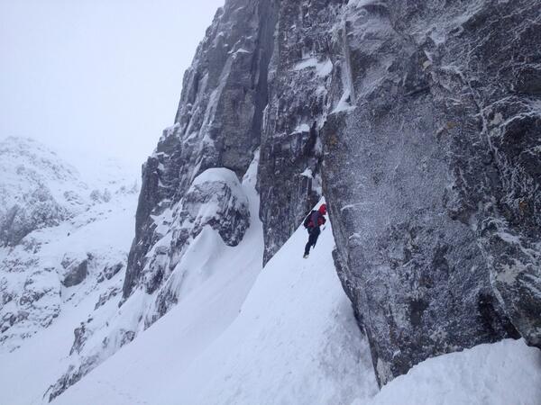 Good conditions in Stob Coire Nan Lochan NC gully today <a href="/ScotWinter/">Scottish Winter</a>
