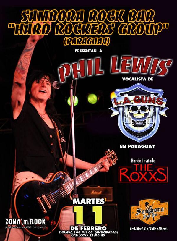 SamboraRockBar's tweet photo. CONFIRMADO: PHIL LEWIS (vocalista de L.A. Guns) en PARAGUAY el MARTES 11 de FEBRERO...!!! en @SamboraRockBar http://t.co/cBpJm4an9E