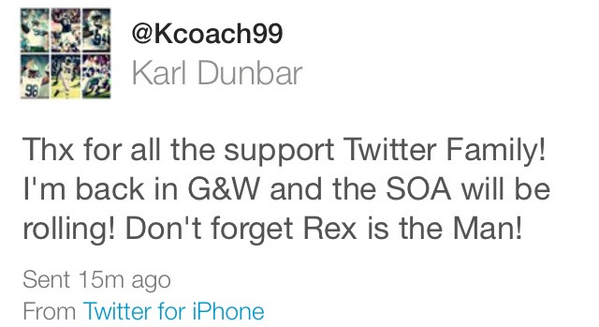 JETSplayers's tweet photo. RT @e_man: Welcome back @kcoach99 !! #Jets were smart to bring back Coach Dunbar! http://t.co/PRq0wb3GVL