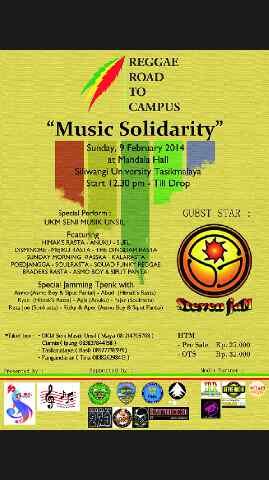 ReggaeRoadToCampus gs : <a href="/stevenjam/">Steven Jam Official</a> plus 14 lokal band ternama | 9feb14|HTM ps:27 ots:32| merapat!! <a href="/SeniMusik_UNSIL/">UKM Seni Musik UNSIL</a>