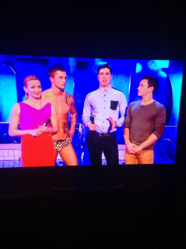 chris_highton's tweet photo. Tom Daley hiding his boner over dan Osborne  #splash http://t.co/f6dkcGklqS