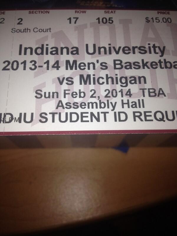 IUBanner_6's tweet photo. IU STUDENTS: RT and Follow for a chance to win 2 tickets behind the basket vs Michigan. http://t.co/5wGS3sGYlT