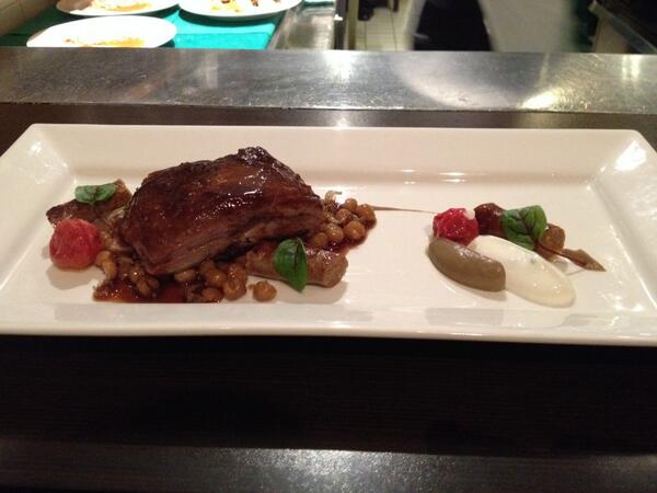 Loirerestaurant's tweet photo. Lamb Belly, merguez sausage, eggplant purée http://t.co/jImn2ZyZmw