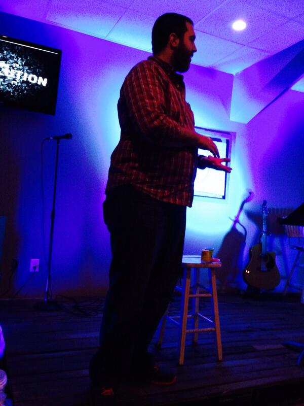 514Awaken's tweet photo. @josephbhancock attempting to explain his Play Doh illustration #theresolution #make http://t.co/6yI0PUdMDw