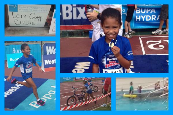 My big girls 1st weetbix TRYathlon. #aussiekidstry #letsgonechloe #letsgonewarriors <a href="/NZWarriors/">One NZ Warriors</a>