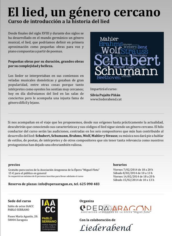Abierto el plazo de inscripción de nuestro curso de introducción al lied con @LiederabendCat en Zaragoza:  <a href="/Codalario/">Codalario</a>