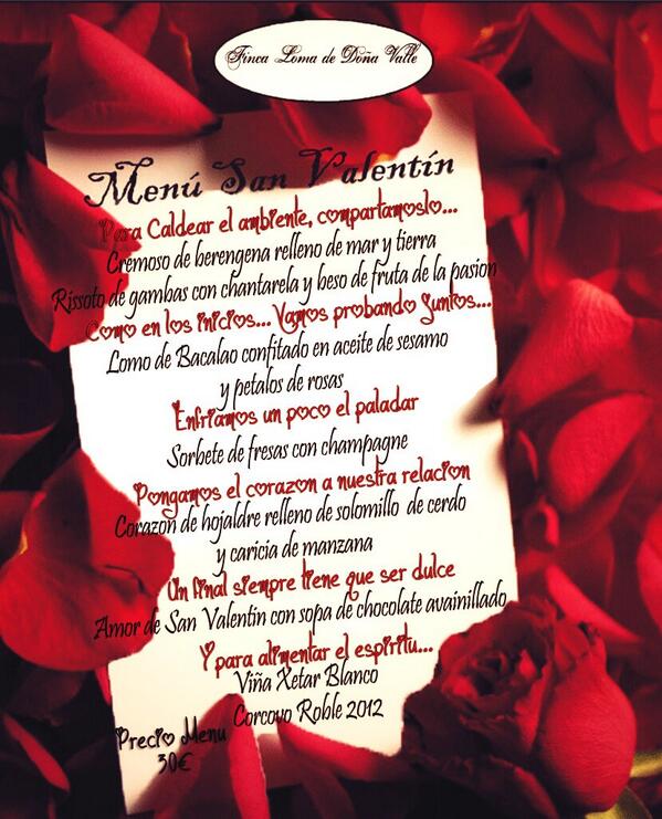 Finca Loma Dna Valle On Twitter Torrenuevacr Ociotorrenueva Ya Tenemos Nuestro Menu De San Valentin Preparado Quien Se Apunta Http T Co Muy6jxsqc7