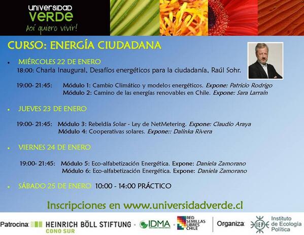 VotaSinRepresa's tweet photo. Si te gustan las energías renovables el curso de Energía Ciudadana te va a interesar! - miércoles 22 de enero en Stgo http://t.co/sH0psSFVAP
