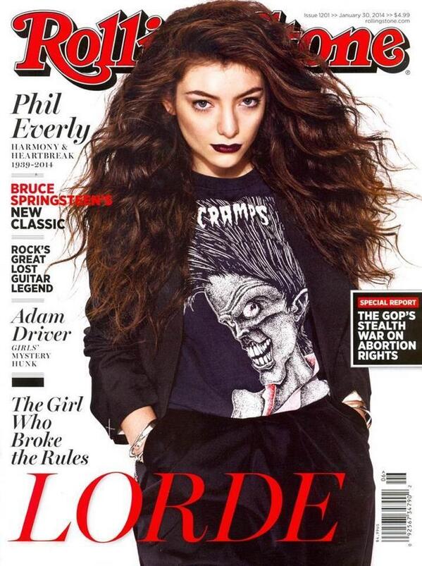 Lorde_Spain's tweet photo. Lorde en la portada de la revista Rolling Stone de Enero 2014: http://t.co/tT1iLvdVgd
