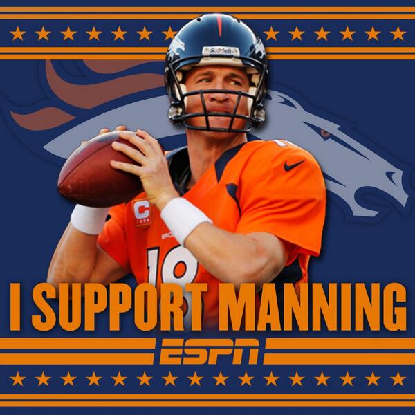 espn's tweet image. Retweet if you're pulling for Peyton and the @Broncos in the AFC Championship.