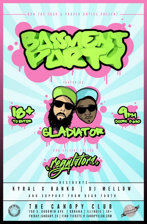 RUNTHETRAP's tweet photo. TONIGHT! Our BASSMENT PARTY takes over @Canopy_Club at U of I @gLAdiator_music &amp; @weregulate! http://t.co/PAjmpTI7yi http://t.co/kRlp7oLOec
