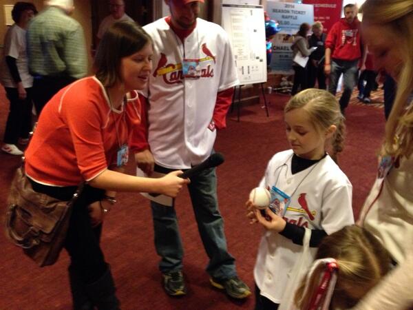 Autographs for everyone today! This young fan showed us her Jaime Garcia signed baseball
