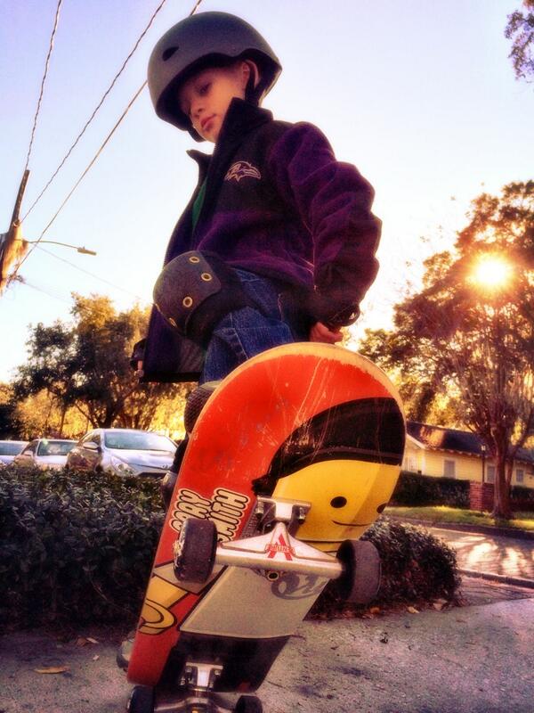 jenpennypacker's tweet photo. @vuskateshop Jack's been practicing and wanted you to see the progress! Thanks for the 1st skateboard! http://t.co/ZIc8fpWti1