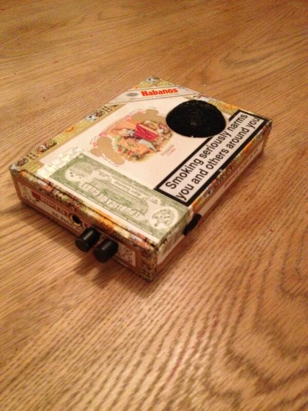 cigarbox_sounds's tweet photo. New cigar box amp. 1.5W with clean &amp; distortion switch. Great fun. Order one like this £25. All items recycled http://t.co/pD8Coz3aEr