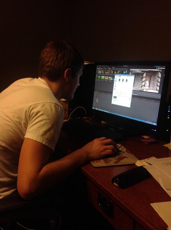 HillcrestGuys's tweet photo. @MaxFoor working hard putting together a new mix of videos. #gofollowhim http://t.co/rq75mwFFws