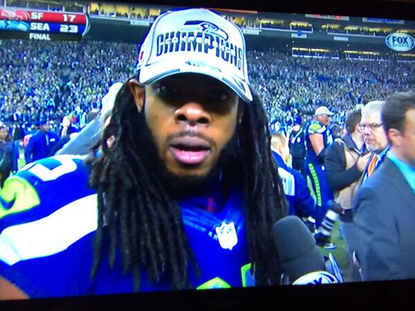 BigBlack's tweet photo. “@keselowski: #NotLikely
@JennaFryer: I want @keselowski to start doing all his interviews Richard Sherman-style. http://t.co/zcQHVdGNaM””👍👍