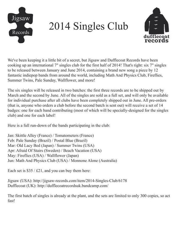 indiepopSML's tweet photo. a singles club that may top all singles clubs. @jigsawrecords @Duffle_Coat_Rec http://t.co/rdiuD7JBNx