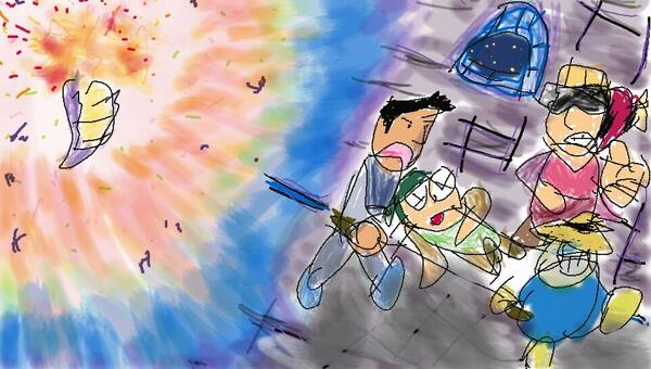 Doktuh_J's tweet image. The heroes escape Garland's castle (barely). #pdff  #PSVita_PP pSy5fQkwQRRzJ_E41xzz34Cl #ff1 #poorlydrawn