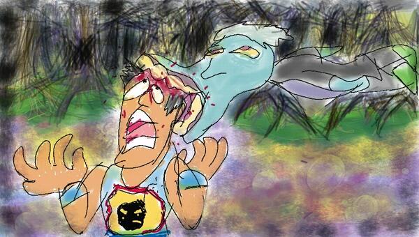 Doktuh_J's tweet image. Sam bites the big one in the swamp. #PSVita_PP #pdff #ff1 #poorlydrawn