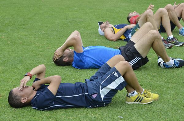 Our #SuperRugby referee team feels the pain after a brutal fitness session in #Sydney this afternoon!