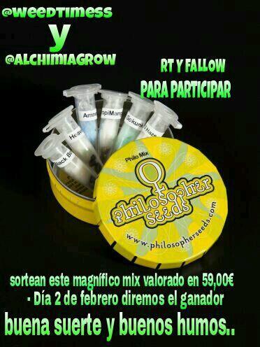 AlchimiaGrow's tweet photo. Gana un lote de semillas PhiloMix valorado en 59,0€ con @alchimiaGrow y @weedtimess -Participa haciendo Follow y RT! http://t.co/8f0cb2QzmM