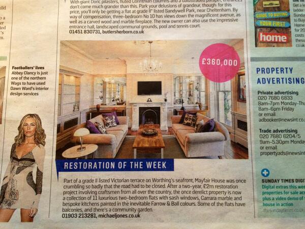 Did you see Mayfair House in #Goring, #Worthing in The Sunday Times yesterday? If not, here it is... #Mayfairhouse