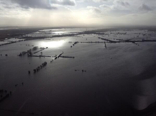 Just flown over the Somerset Levels for tonight's report. Astonishing how much land is now underwater.