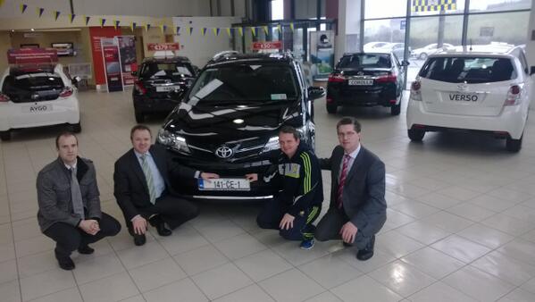 The big hand over to our ambassador Davy Fitzgerald. <a href="/toyotaireland/">Toyota Ireland</a> <a href="/CumminsCarSales/">Cummins Car Centre</a> #honthebanner