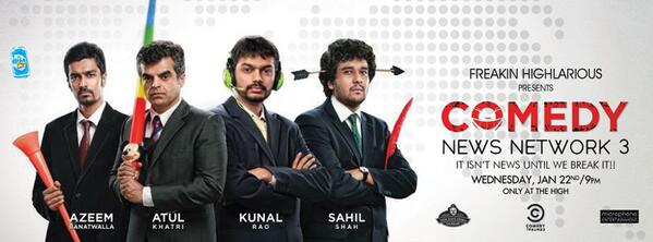PUNE! <a href="/TheBanat/">Azeem Banatwalla</a> <a href="/SahilBulla/">Sahil Shah 🇮🇳</a> <a href="/kunalrao/">Kunal Rao</a> &amp; <a href="/one_by_two/">Atul Khatri</a> bring you Comedy News Network this Wed, 9pm at <a href="/TheHighSpirits/">Shriya Suri</a>.